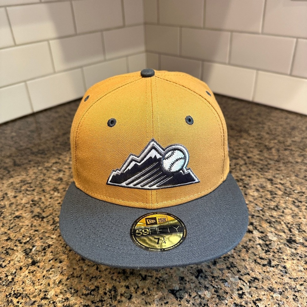 Colorado Rockies New Era 59FIFTY Hat 7 1/4 Men's Gold Gray Fitted MLB Cap New
